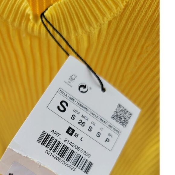 Zara Ribbed Knit Sweater w Open Back/ Black Strap in Bright Yellow, sz Small - Picture 10 of 15